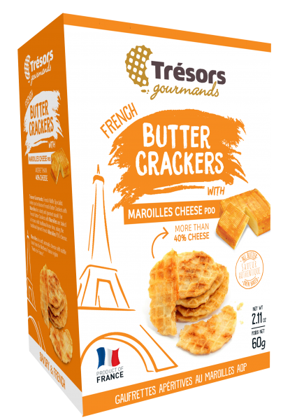 TRÉSORS GOURMANDS knusprige französische Butter Käsecracker mit Maroilles Käse 60g